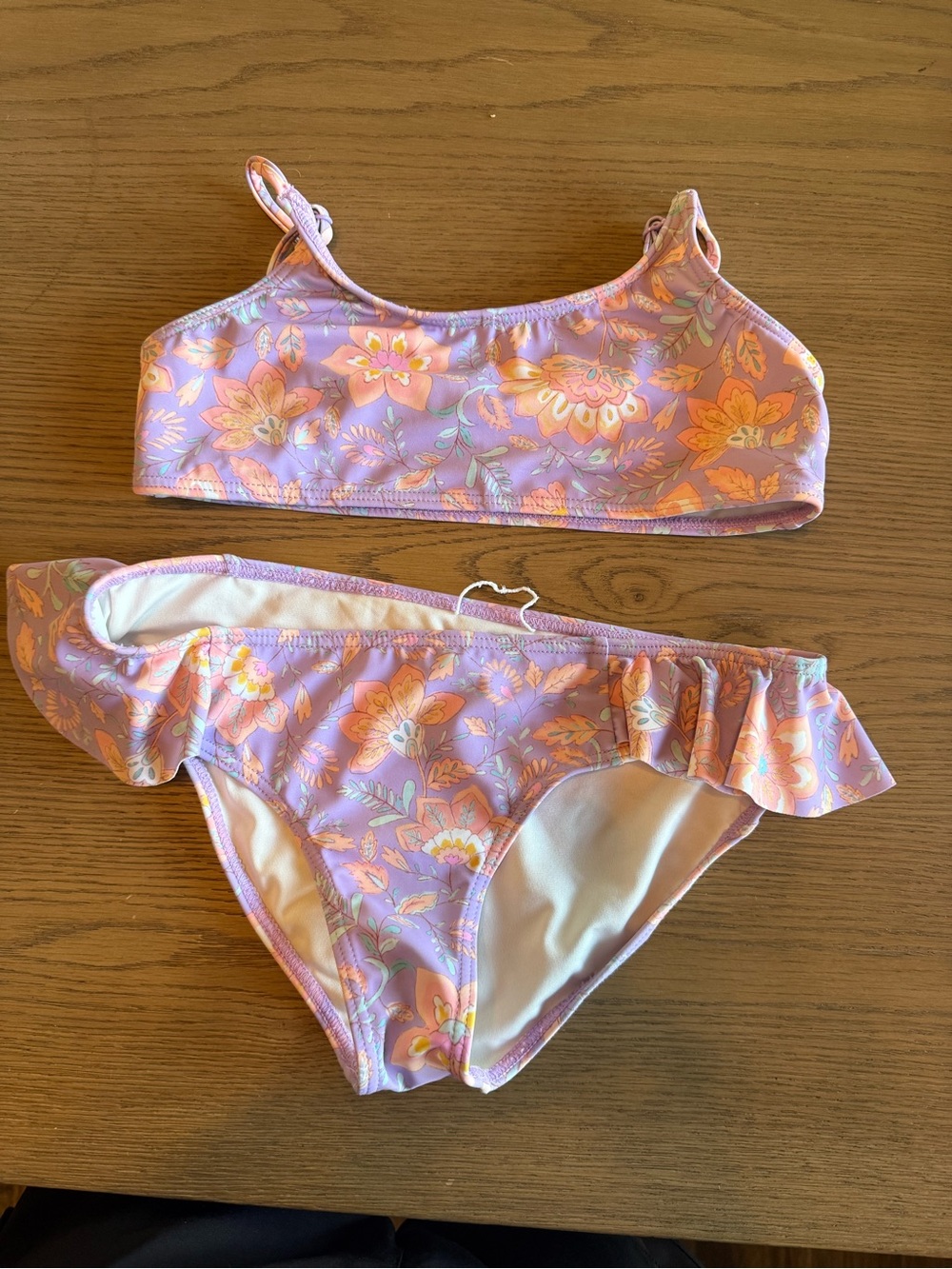 Billabong Girls Lavender and Peach Floral Two-Piece Swim Set